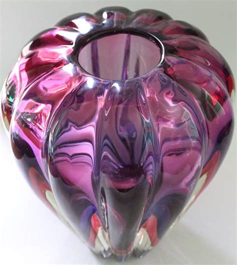 Lobed Sommerso Murano Glass Vase In Pink And Purple At 1stdibs