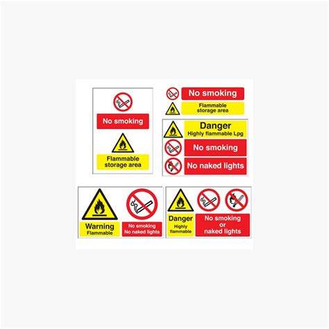 Flammable No Smoking Naked Light Signs Safety Sign Uk