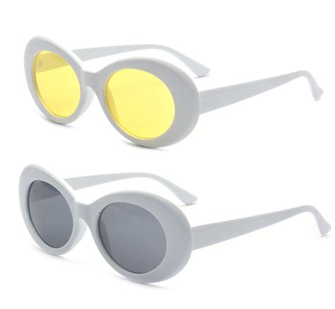 Retro Thick Sunglasses Goggles Yellowgray Lens On White Frame