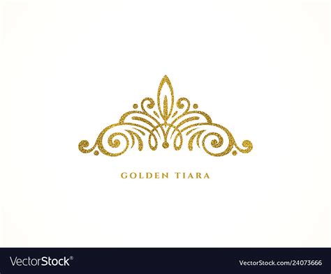 Elegant Glitter Gold Tiara Logo Royalty Free Vector Image