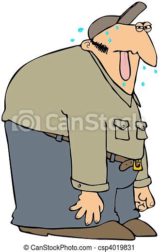 Clipart Of Sweating Man This Illustration Depicts A Man With Sweat