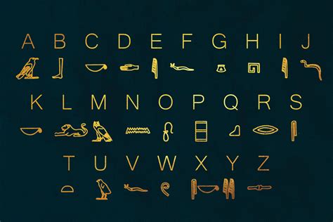 Egyptian Hieroglyph Typeface In Fonts On Yellow Images Creative Store