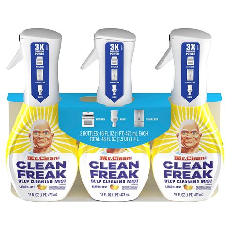 Mr Clean Clean Freak Deep Cleaning Mist Multi Surface Spray Febreze Lemon Zest 3 Ct 16 Fl