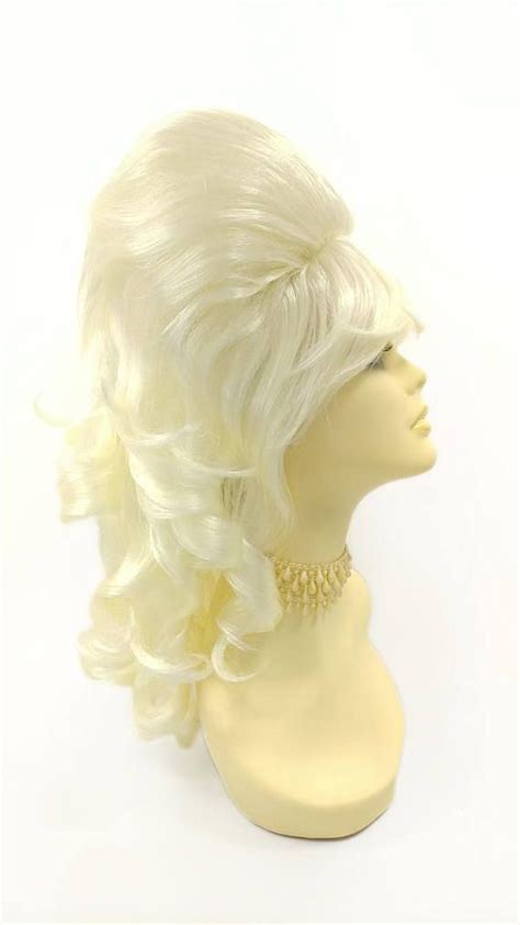 Platinum Blonde Wavy Beehive Costume Wig Etsy Canada Costume Wigs