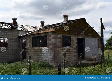 Old Derelict Farm House Abandoned In The Countryside Stock Image