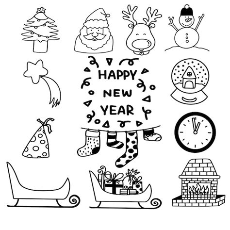 Premium Vector New Year Celebration Doodle Vector Hand Drawing Style
