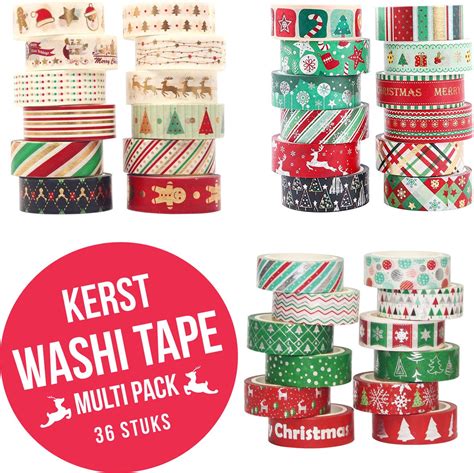 kerst washi tape alle designs 36 rollen combi pack masking tape decoratie
