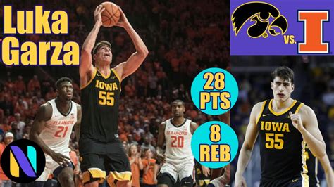 Up here on top keepin the sweat out of his eyes. Luka Garza #18 Iowa Hawkeyes 28 PTS 8 REBS vs #23 Illinois ...
