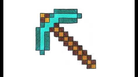 How To Draw A Diamond Pickaxe From Minecraft Learn