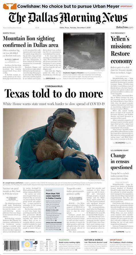 Track elected officials, research health conditions, and find news you can use in politics, business, health. Newspaper Dallas Morning News (USA). Newspapers in USA. Today's press covers. Kiosko.net