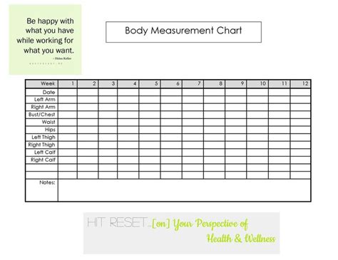 Body Measurement Chart Weightlossfitness Pinterest