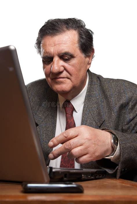 Retired Man With A Laptop Stock Image Image Of Computer 11662795