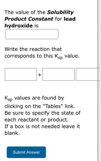 Answered The Value Of The Solubility Product Bartleby