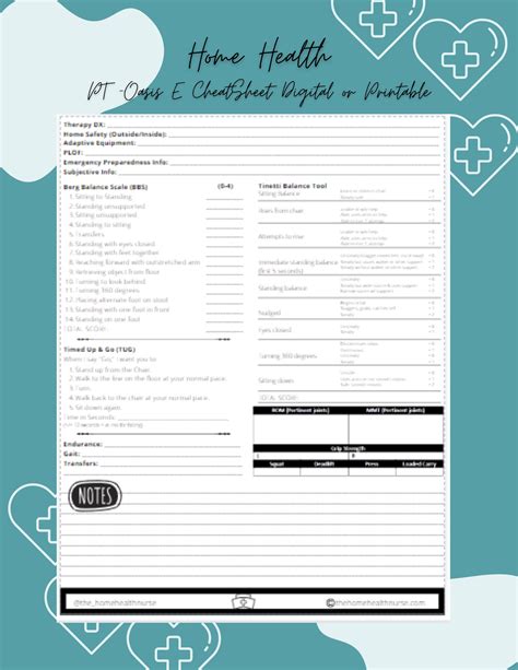 Oasis E Therapy Cheatsheet Start of Care Template OASIS SOC Physical