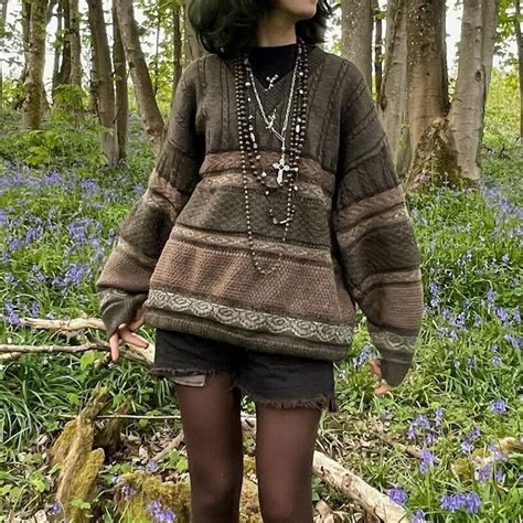 Y2k Vintage Fairycore Grunge Printed Knit Sweater Etsy Sweden