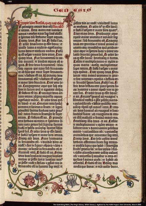 Page From Genesis From The Gutenberg Bible At The Robert C Williams