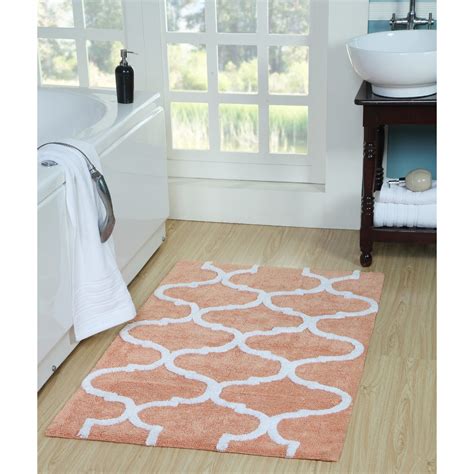 Saffron Fabs 34x21 Inches Sage Greenwhite Geometric Cotton Bath Rug