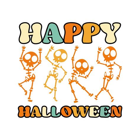 Retro Happy Halloween Skeleton Dancing Svg Inspire Uplift