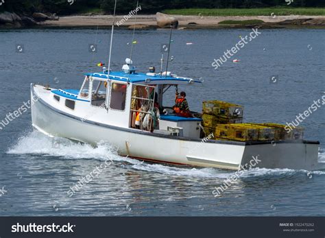 Lobster Boat Traps Heading Out Check Stock Photo 1922470262 Shutterstock