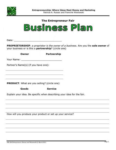 Simple Business Plan Format