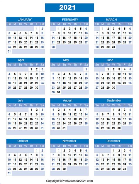 Portrait) on one page in easy to print pdf format. Printable 5 By 8 2021 Calendar : 2021 Calendar Free Printable Calendar Com | rorschachparty