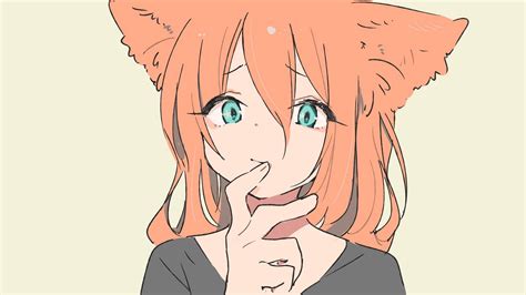 wallpaper anime girls manga simple background minimalism nekomimi cat ears turquoise