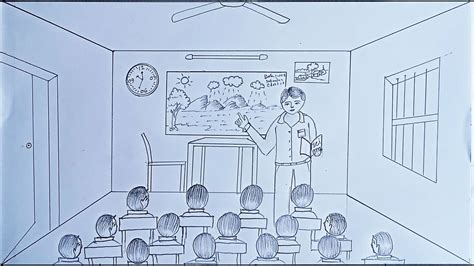 How To Draw Teacher In A Classroom Teaching Step By Step শিক্ষক শ্রেণীকক্ষে পাঠদান Youtube