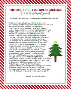 Free printable Left Right game | Christmas | Christmas Games, Christmas