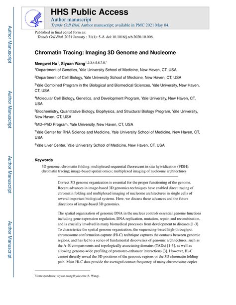 Pdf Chromatin Tracing Imaging 3d Genome And Nucleome