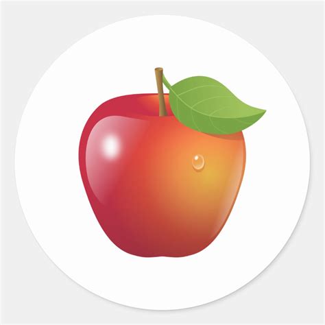 Sweet Red Apple Classic Round Sticker Zazzle