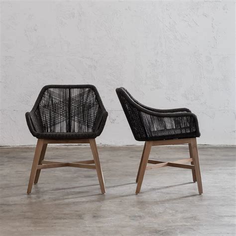 INIZIA WOVEN RATTAN INDOOR / OUTDOOR DINING CHAIR | MONUMENT BLACK
