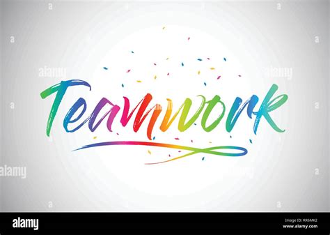Teamwork Creative Word Text With Handwritten Rainbow Vibrant Colors And