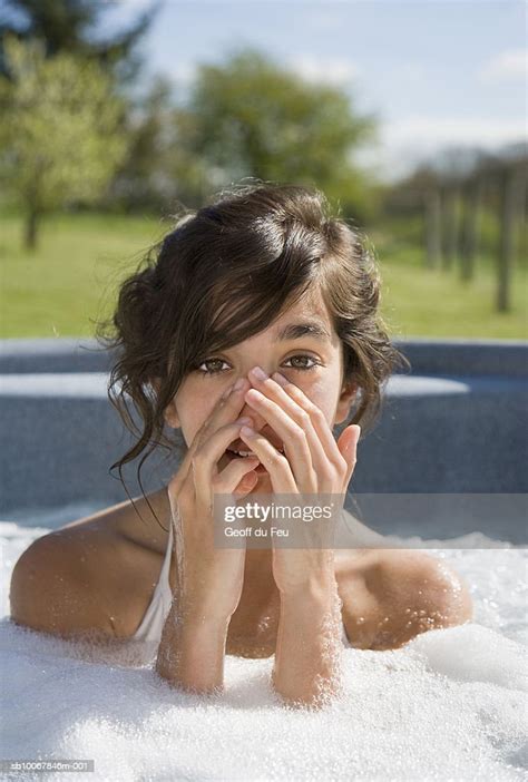 Portrait Of Teenage Girl In Outdoor Hot Tub Bildbanksbilder Getty Images