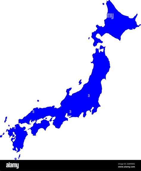 Blue Colored Japan Outline Map Political Japanese Map Vector Illustration Map Stock Vector