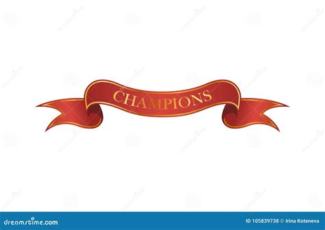 Champions Red Ribbon Banner in Flat Style Stock Vector - Illustration