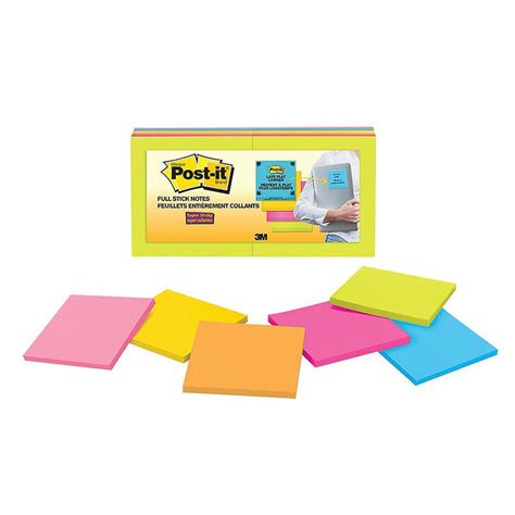 Post It Super Sticky Full Stick Notes 3 X 3 12 Padspack