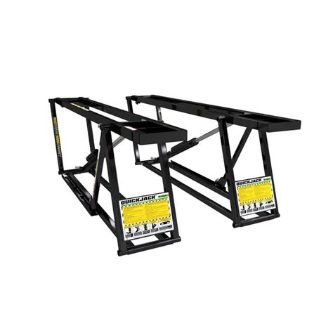 Two Black Metal Racks With Yellow Labels On Them