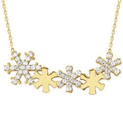14K Gold 5 Snowflake Necklace | NUSRETTAKI
