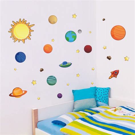 Solar System Wall Decals Kids Planets Peel And Stick Stickers Etsy