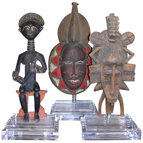Set Of Three African Wood Carvings At 1stdibs