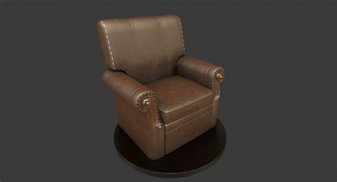 3d Model Vintage Leather Armchair Vr Ar Low Poly Cgtrader