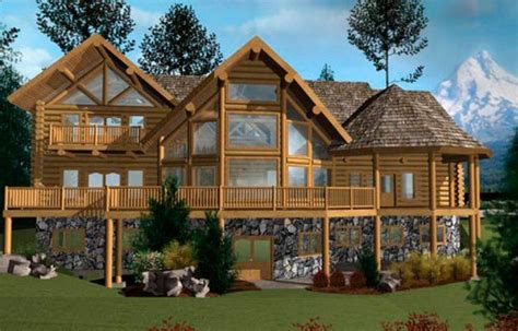 Awesome Two Story Log Cabin House Plans New Home Plans Design