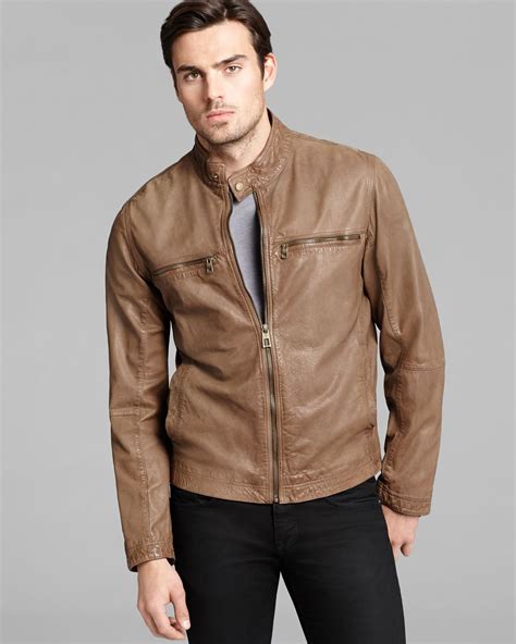 Lyst Cole Haan Vintage Leather Moto Jacket In Brown For Men