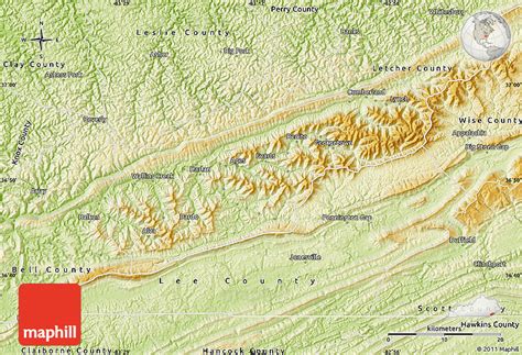 Physical Map Of Harlan County