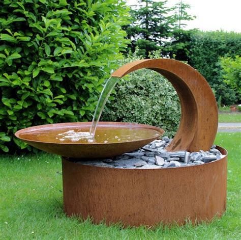 80cm Corten Steel Water Bowl Decorative Garden Fountainwaterfall