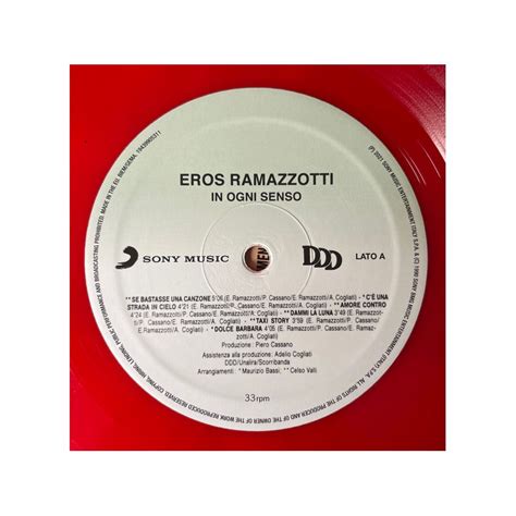 Vinyl Eros Ramazzotti In Ogni Senso Album Lp Italian Pop Coloured