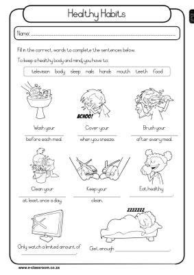 Water is not important for the digestion system. healthy habits grade 1 worksheet:: | Health lesson plans ...