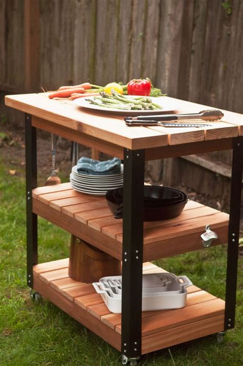 How To Make A DIY Rolling Grill Cart And BBQ Prep Station Grill Cart