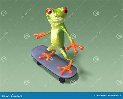 Frog On A Skateboard Royalty Free Stock Images Image 3253669