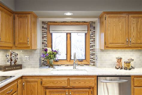 Oak Kitchen Update Ideas With New Backsplash And Countertop By Alison
